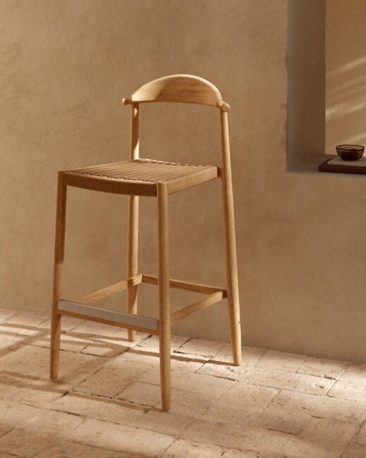 Kave Home Nina massief acaciahouten kruk hoogte 76 cm FSC 100%