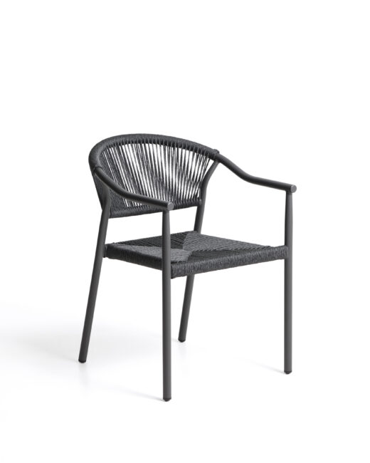 Kave Home Livadia stapelbare outdoor stoel van grafietkleurig aluminium