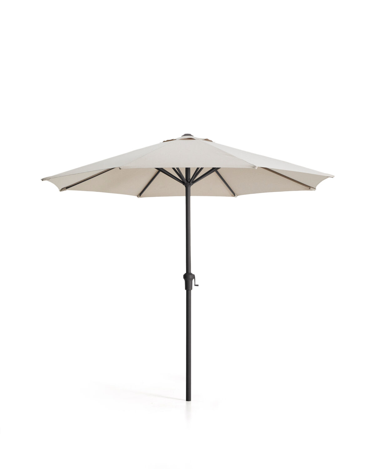 Kave Home Milna beige parasol met centrale paal en grafietkleurig stalen frame Ø300 cm - Afbeelding 4