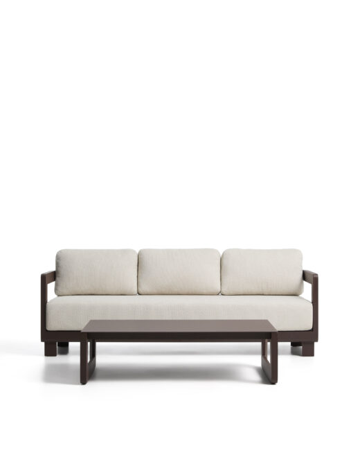 Kave Home Nerano set van 3-zitsbank en lage tafel van bruin aluminium