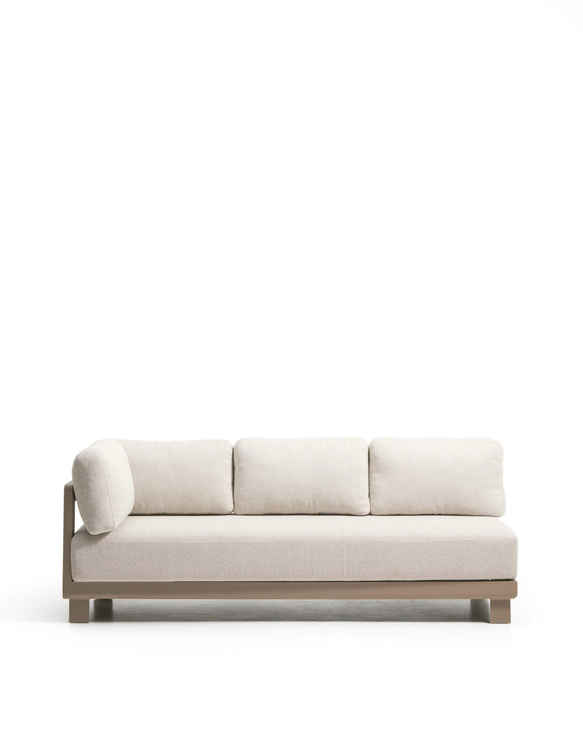 Kave Home Nerano 3-zitsbank van taupe aluminium 208 cm