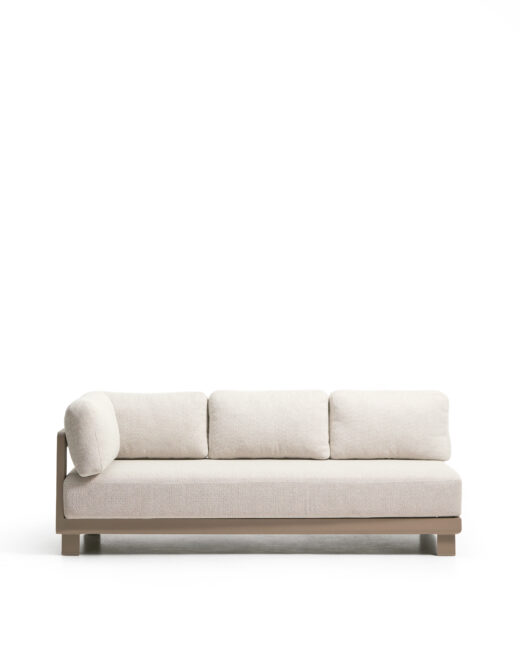 Kave Home Nerano 3-zitsbank van taupe aluminium 208 cm