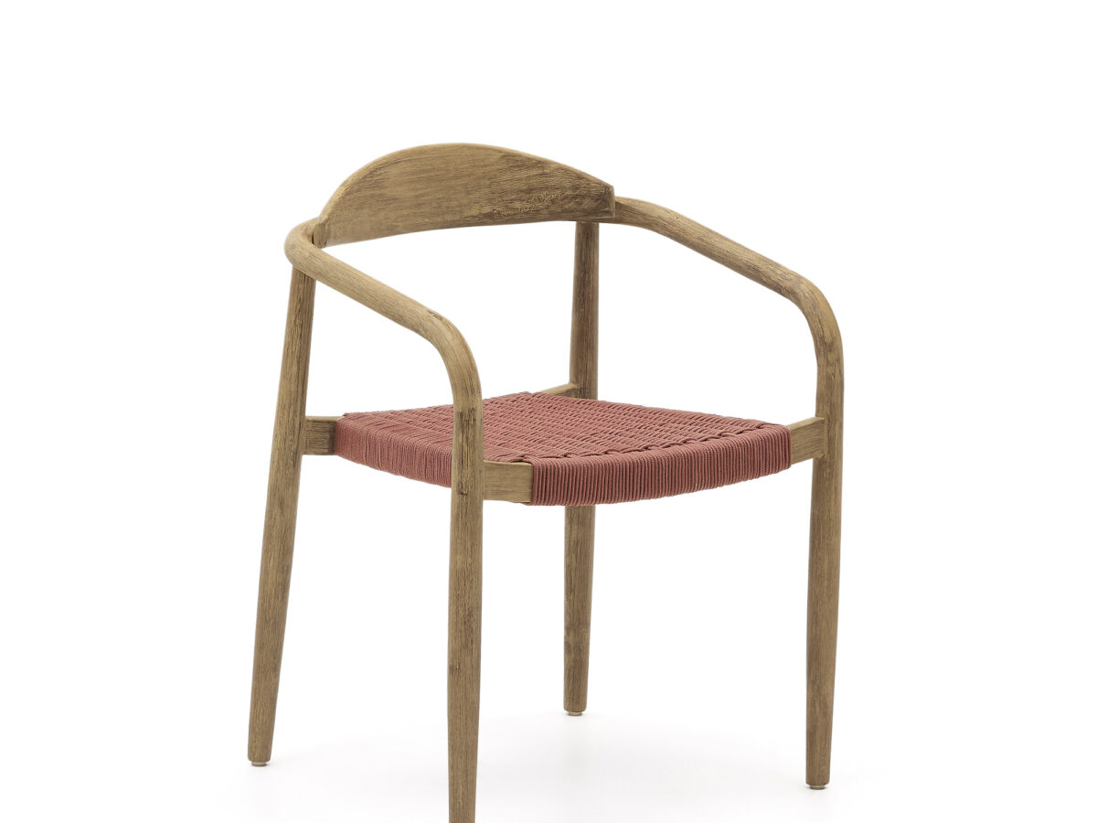 Kave Home Nina stapelbare stoel van massief acaciahout en terracotta touw FSC 100%