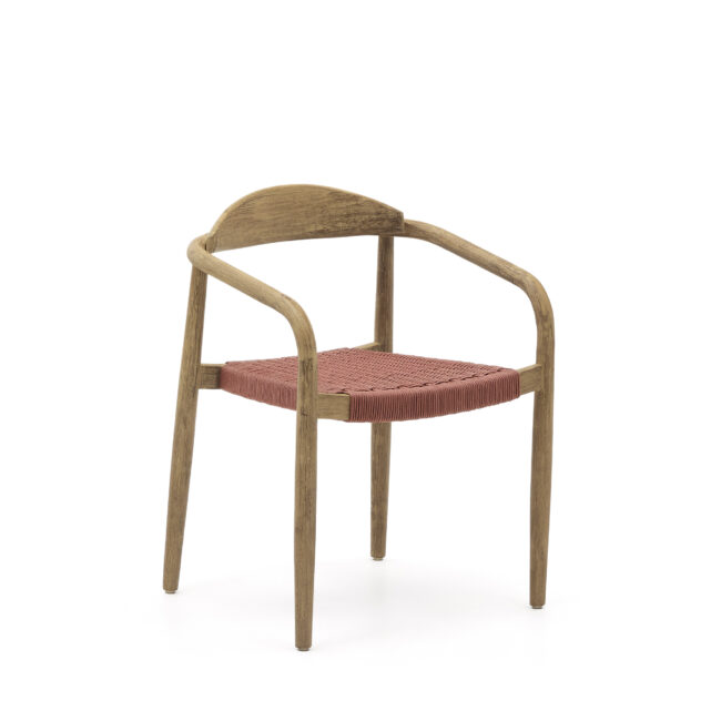 Kave Home Nina stapelbare stoel van massief acaciahout en terracotta touw FSC 100%