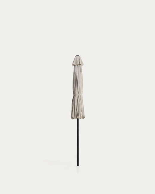 Kave Home Milna beige parasol met centrale paal en grafietkleurig stalen frame Ø300 cm