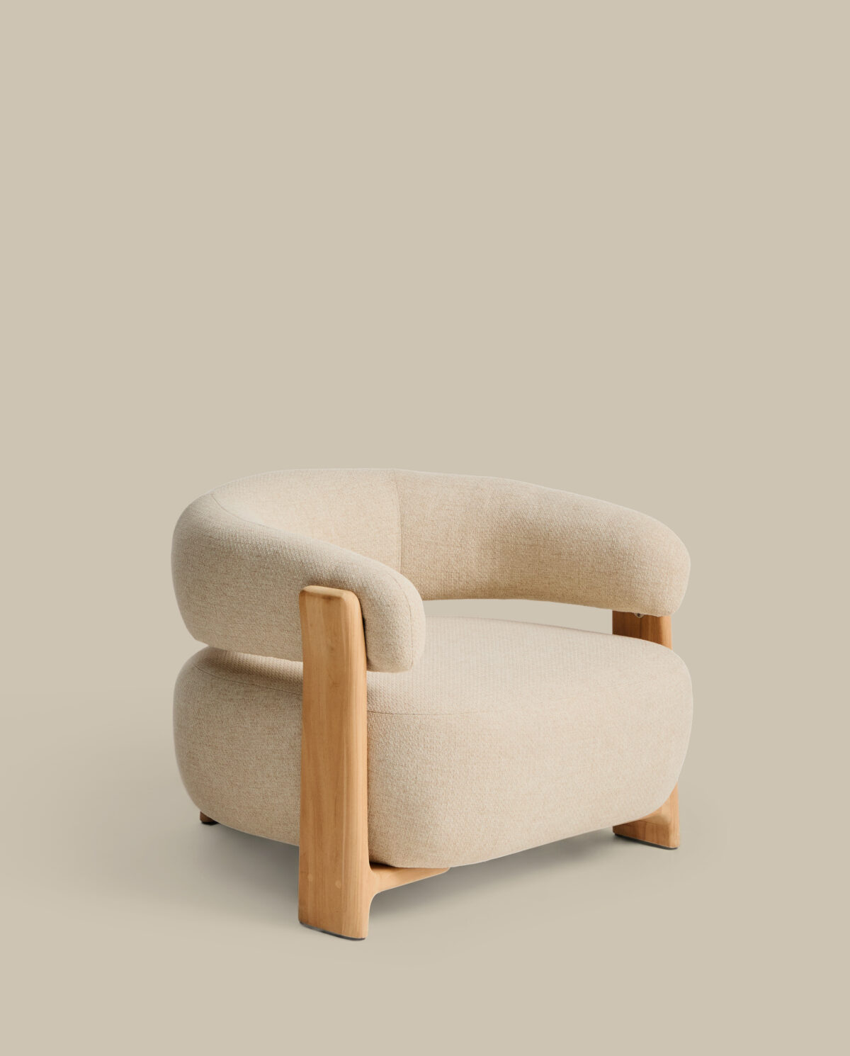 Kave Home Granite outdoor fauteuil in beige met poten in massief teakhout in naturelkleurige afwerking FSC 100%