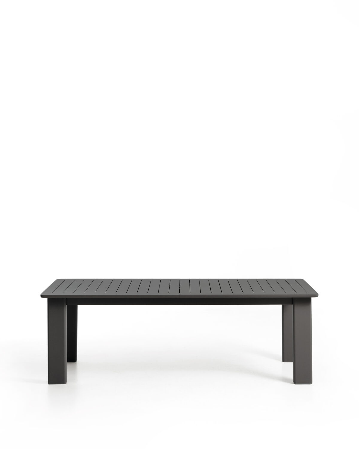 Kave Home Livorno uitschuifbare tafel van grafietkleurig aluminium 233(350) x 100 cm