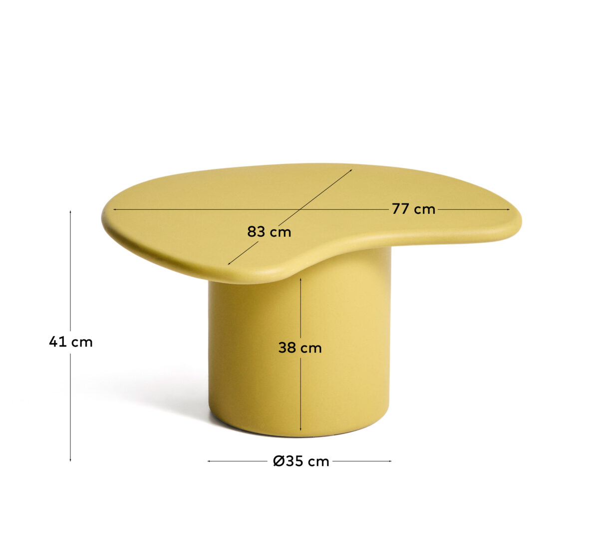 Kave Home Macarella salontafel van mosterdkleurig cement 83 x 77 cm - Afbeelding 5