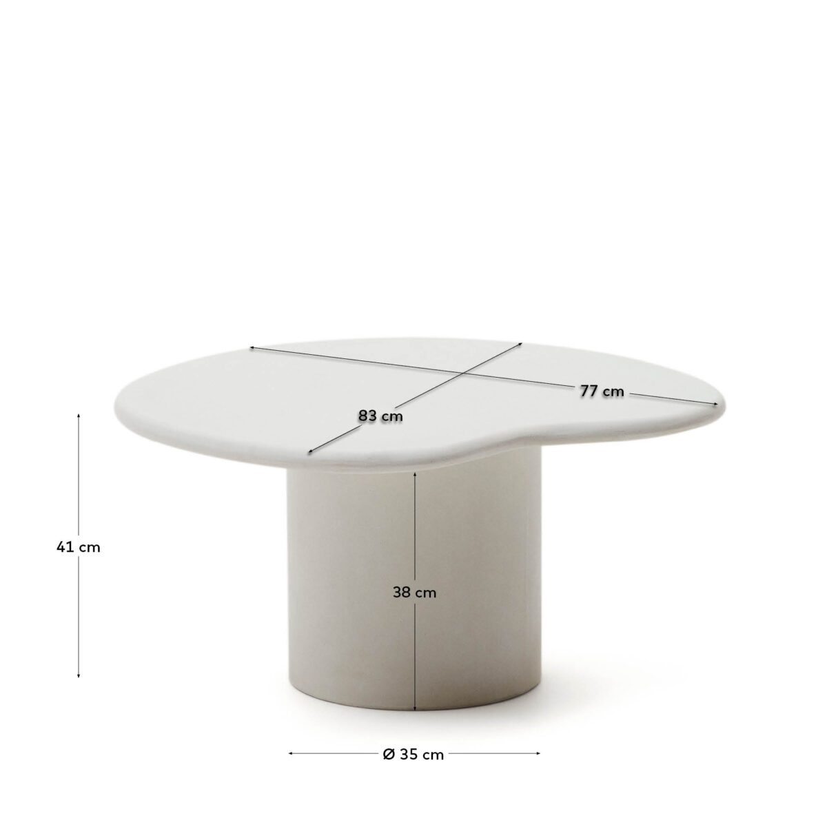 Kave Home Salontafel Macarella van wit cement 83 x 77 cm - Afbeelding 7