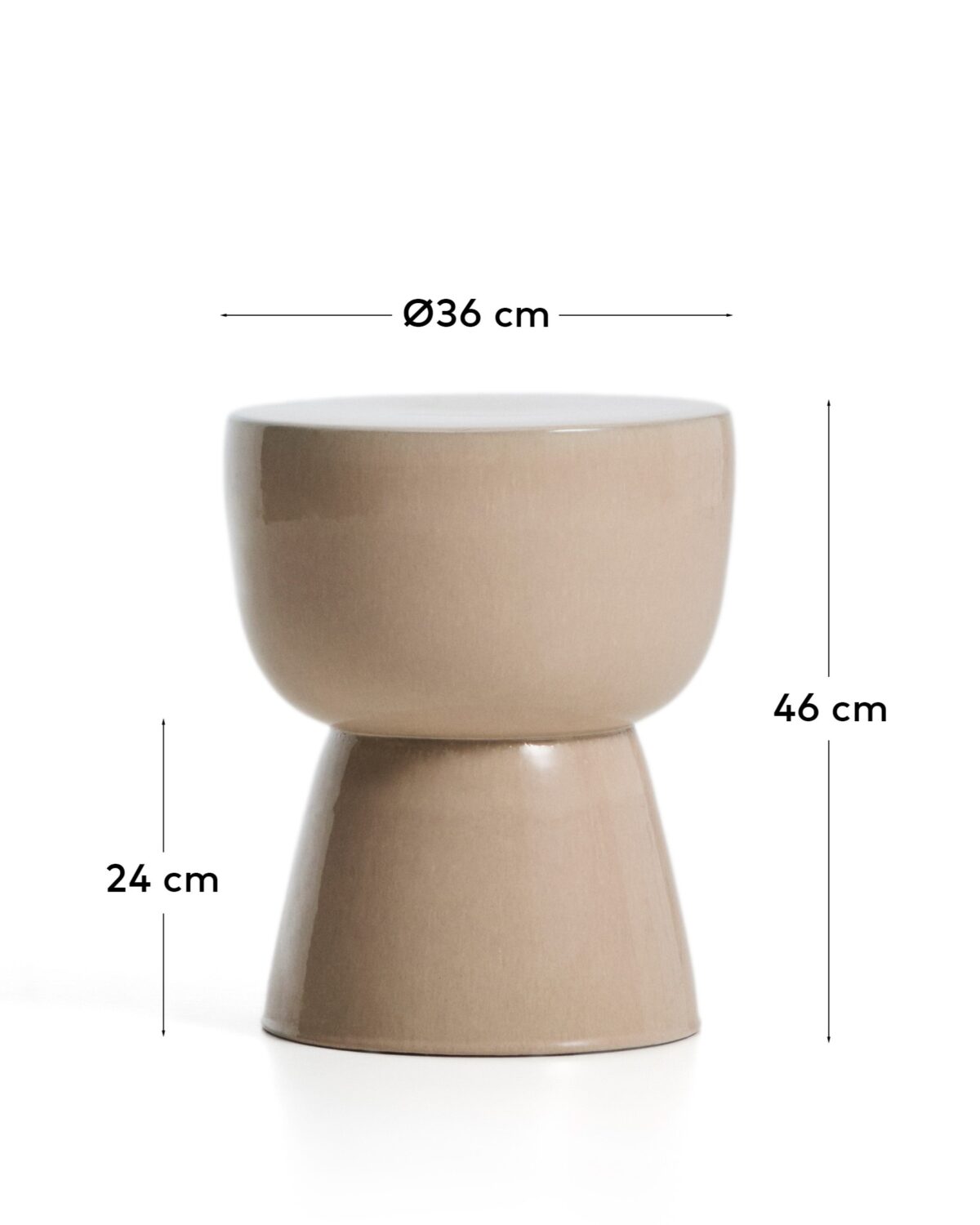 Kave Home Mesquida outdoor bijzettafel van keramiek met geglazuurde afwerking in ecru Ø 36 cm - Afbeelding 3