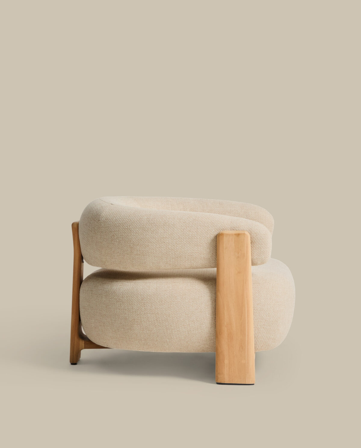 Kave Home Granite outdoor fauteuil in beige met poten in massief teakhout in naturelkleurige afwerking FSC 100% - Afbeelding 6