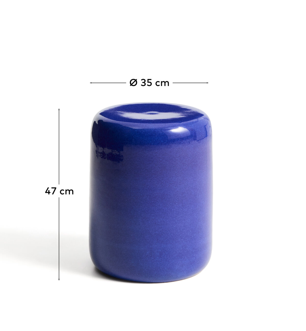 Kave Home Mesquida outdoor bijzettafel van keramiek met geglazuurde afwerking in blauw Ø 35 cm - Afbeelding 6