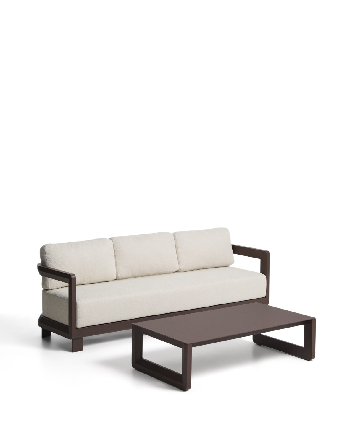 Kave Home Nerano set van 3-zitsbank en lage tafel van bruin aluminium - Afbeelding 6