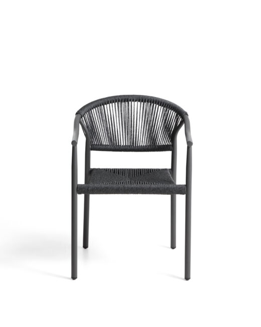 Kave Home Livadia stapelbare outdoor stoel van grafietkleurig aluminium