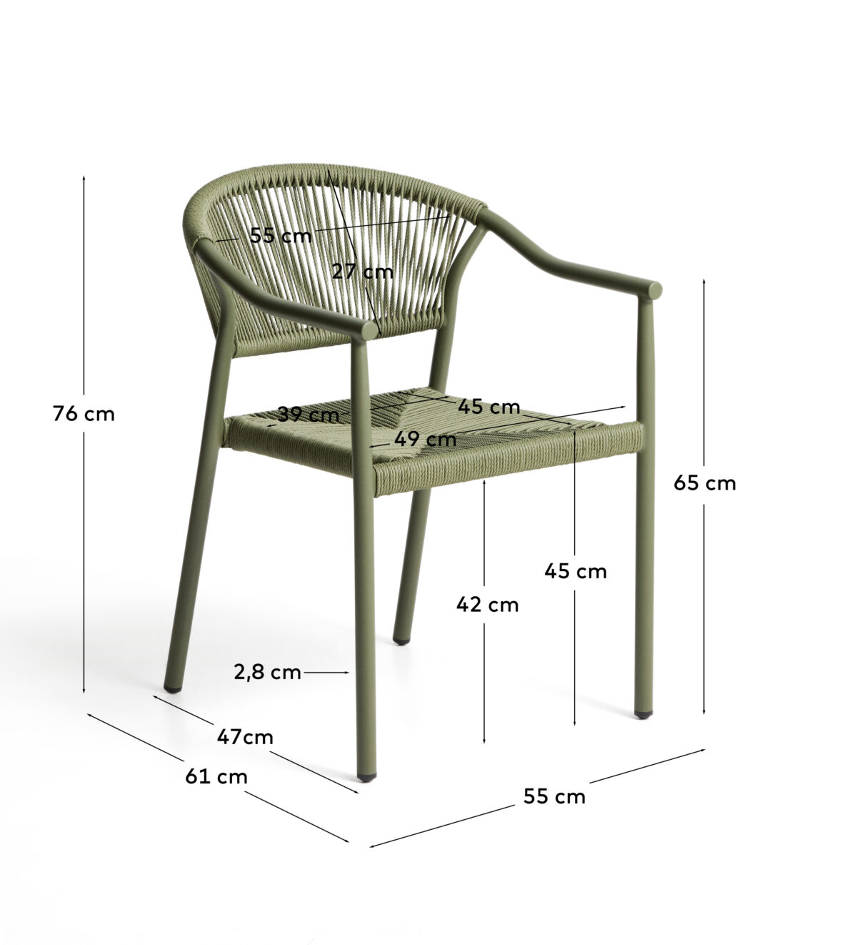 Kave Home Livadia stapelbare outdoor stoel van groen aluminium - Afbeelding 10