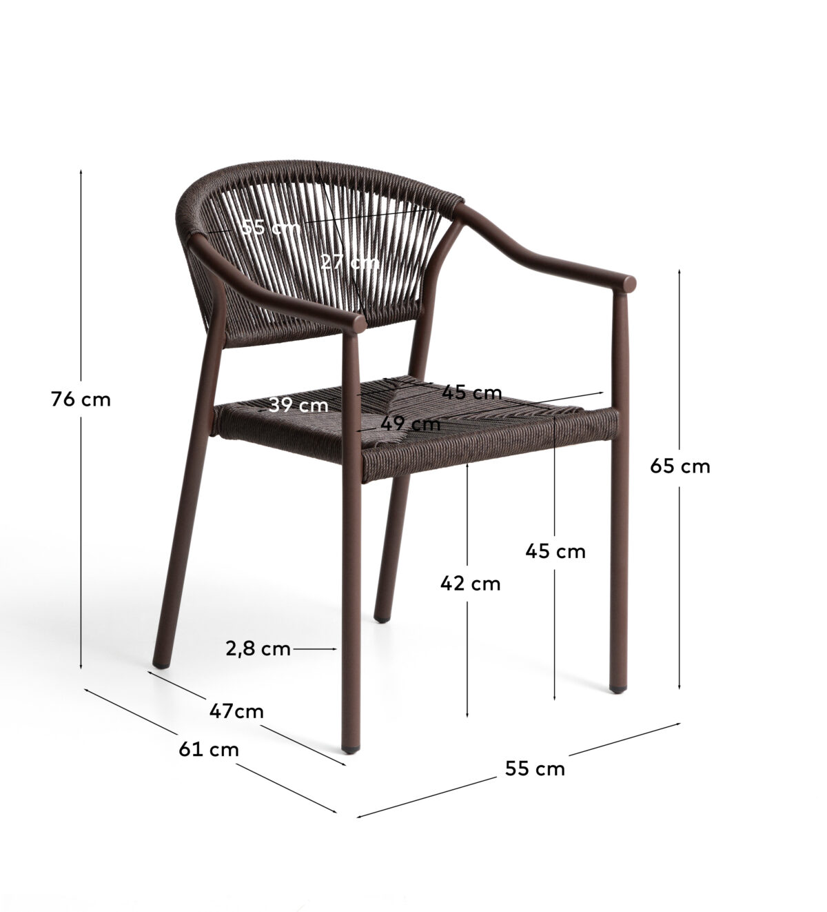 Kave Home Livadia stapelbare outdoor stoel van bruin aluminium - Afbeelding 13