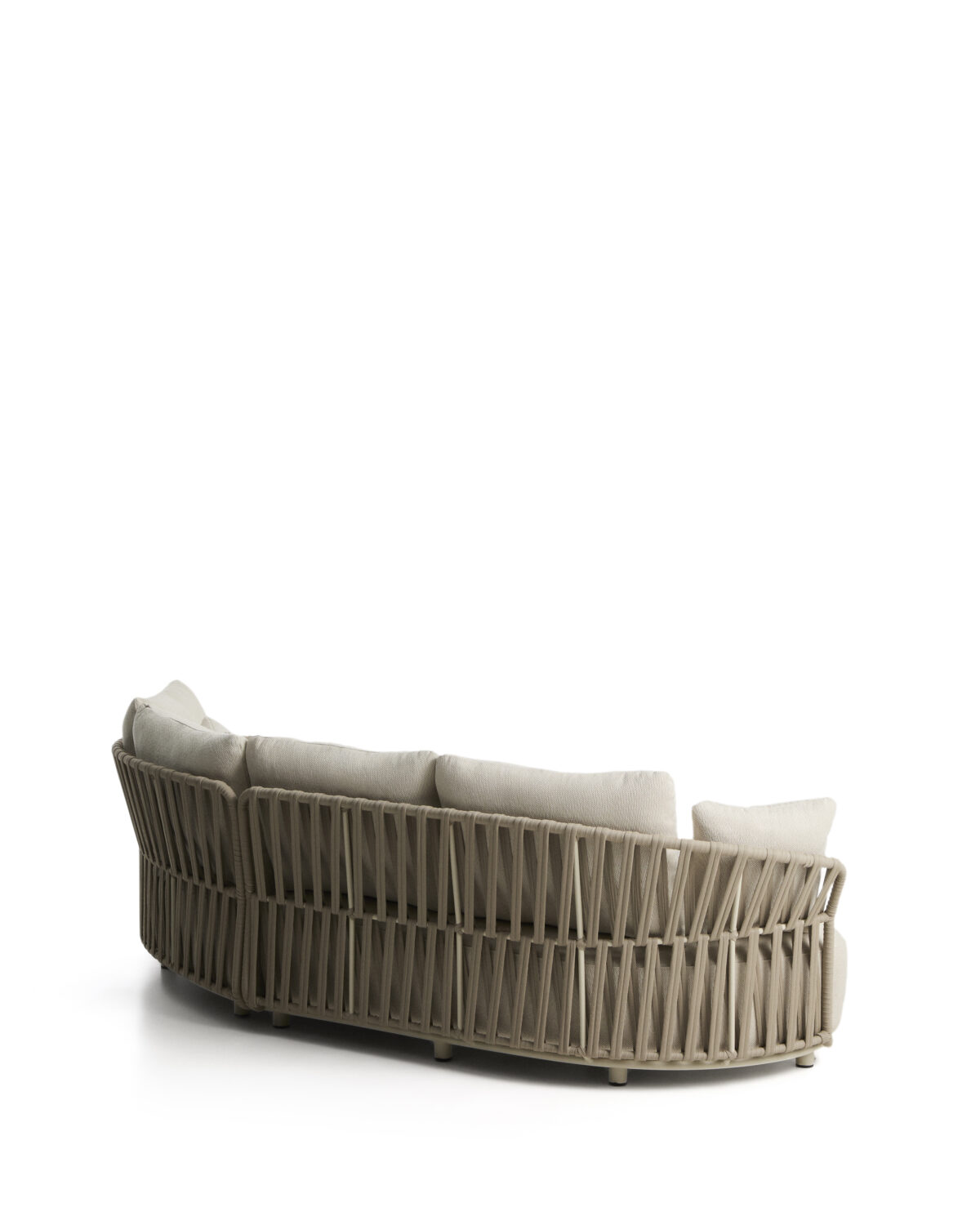 Kave Home Osani 3-zitsbank van ecru aluminium en taupe touw 274 cm - Afbeelding 6
