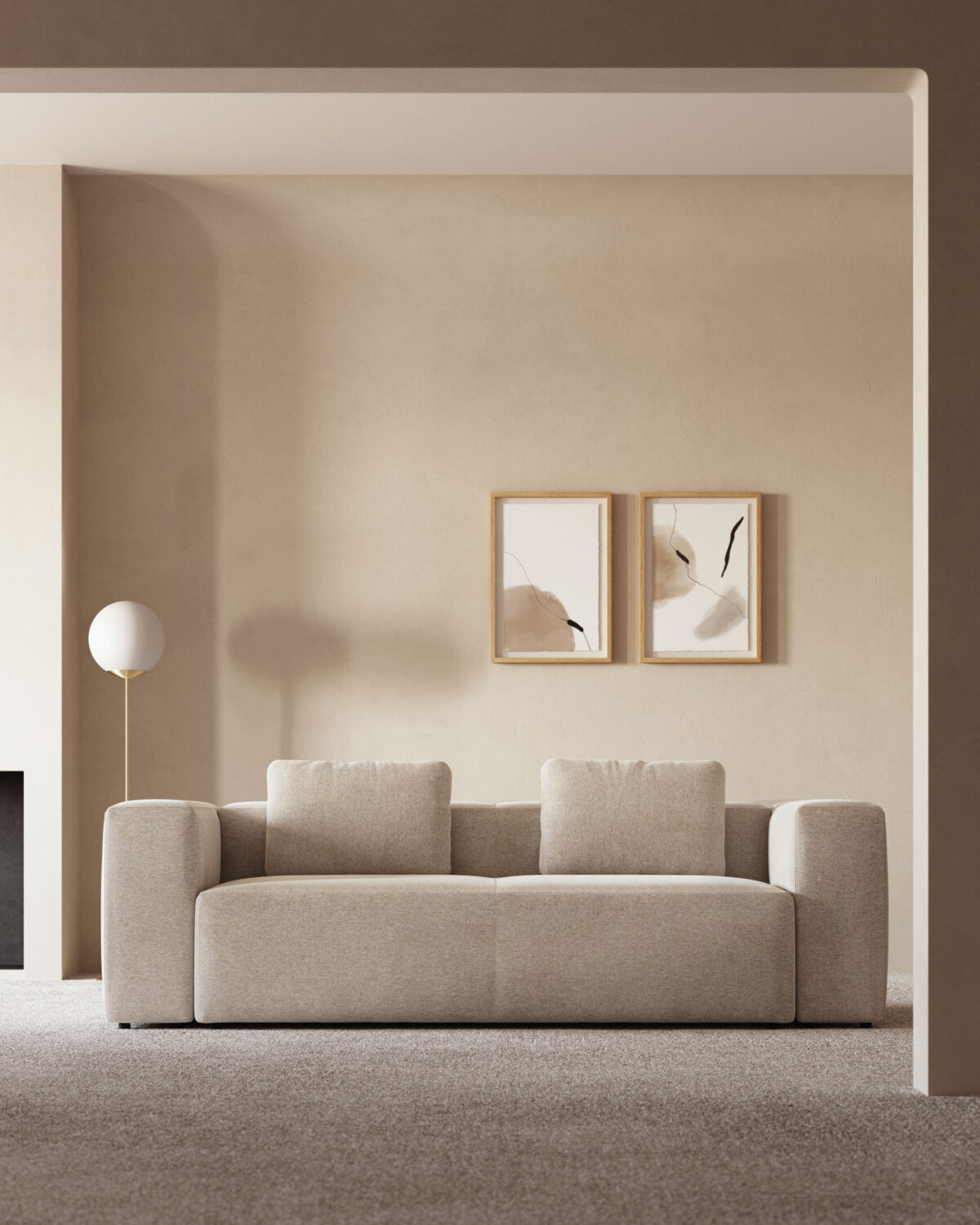 Kave Home Blok 3-zitsbank in beige chenille 240 cm FSC Mix Credit - Afbeelding 47