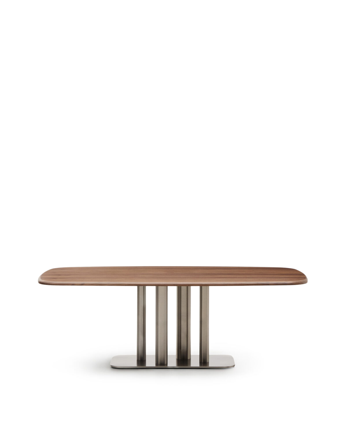 Kave Home Melvar tafel gemaakt van walnootfineer en poten en onderstel van geborsteld roestvrij staal 220 x 110 cm - Afbeelding 41