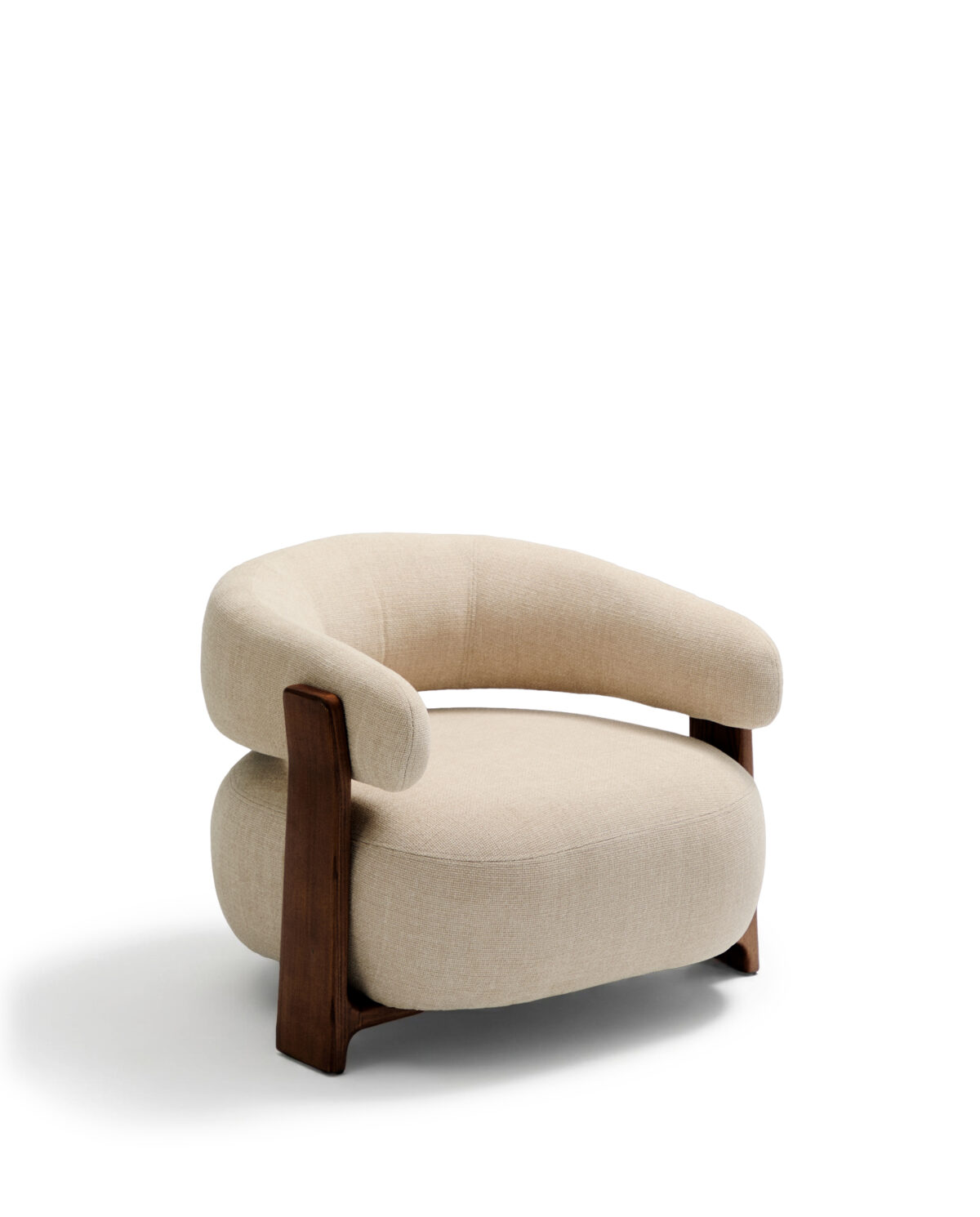 Kave Home Granite fauteuil in beige chenille en poten van massief essenhout in noten afwerking FSC 100% - Afbeelding 15