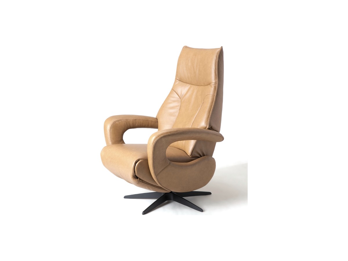De Toekomst Twice Pro TW-036N relaxfauteuil in leer op stervoet