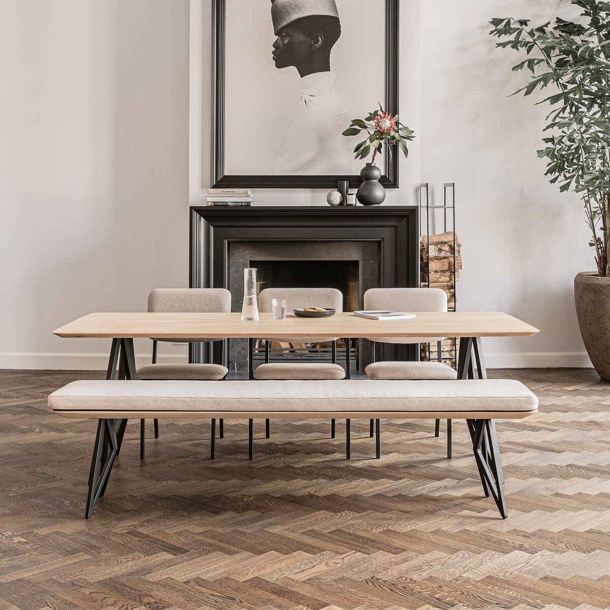 Studio HENK Butterfly eetkamerbank Eiken naturel lak 140cm - Afbeelding 2