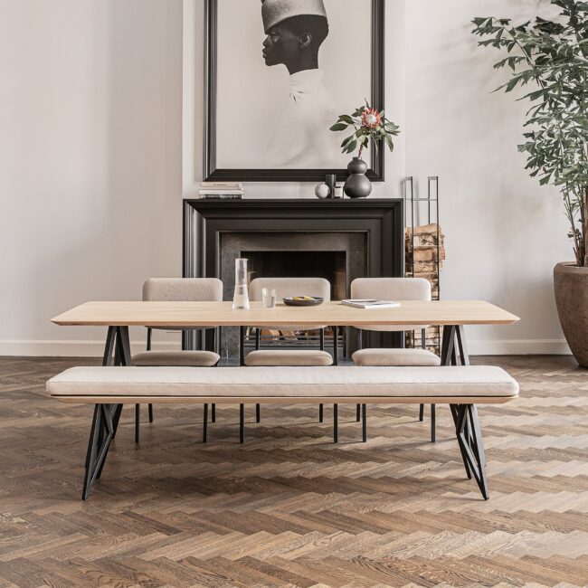 Studio HENK Butterfly eetkamerbank Eiken naturel lak 140cm