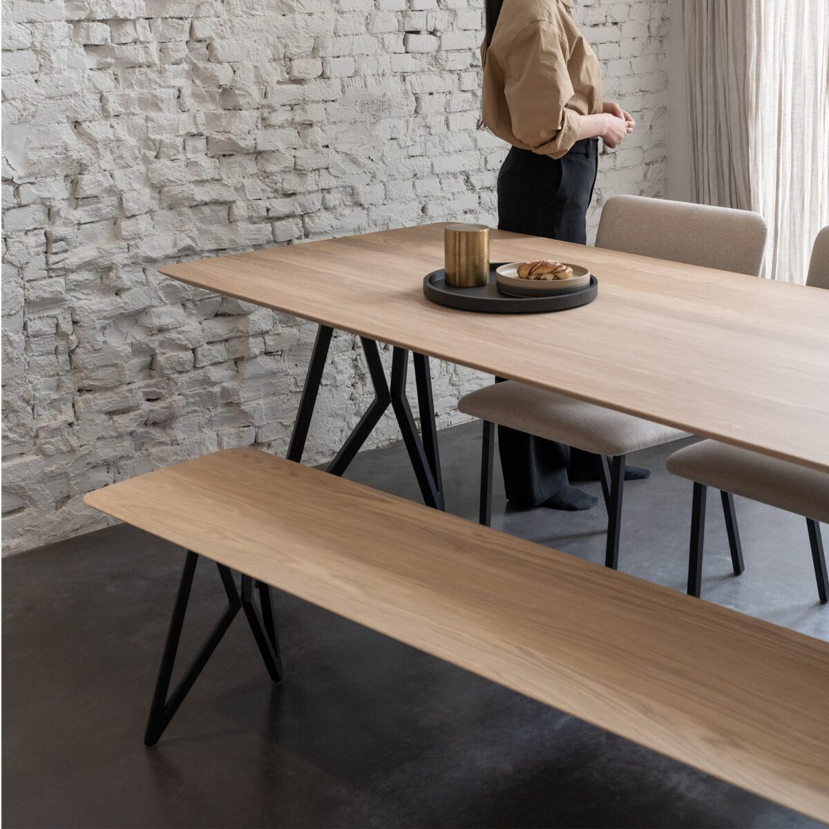 Studio HENK Butterfly eetkamerbank Eiken naturel lak 140cm - Afbeelding 6