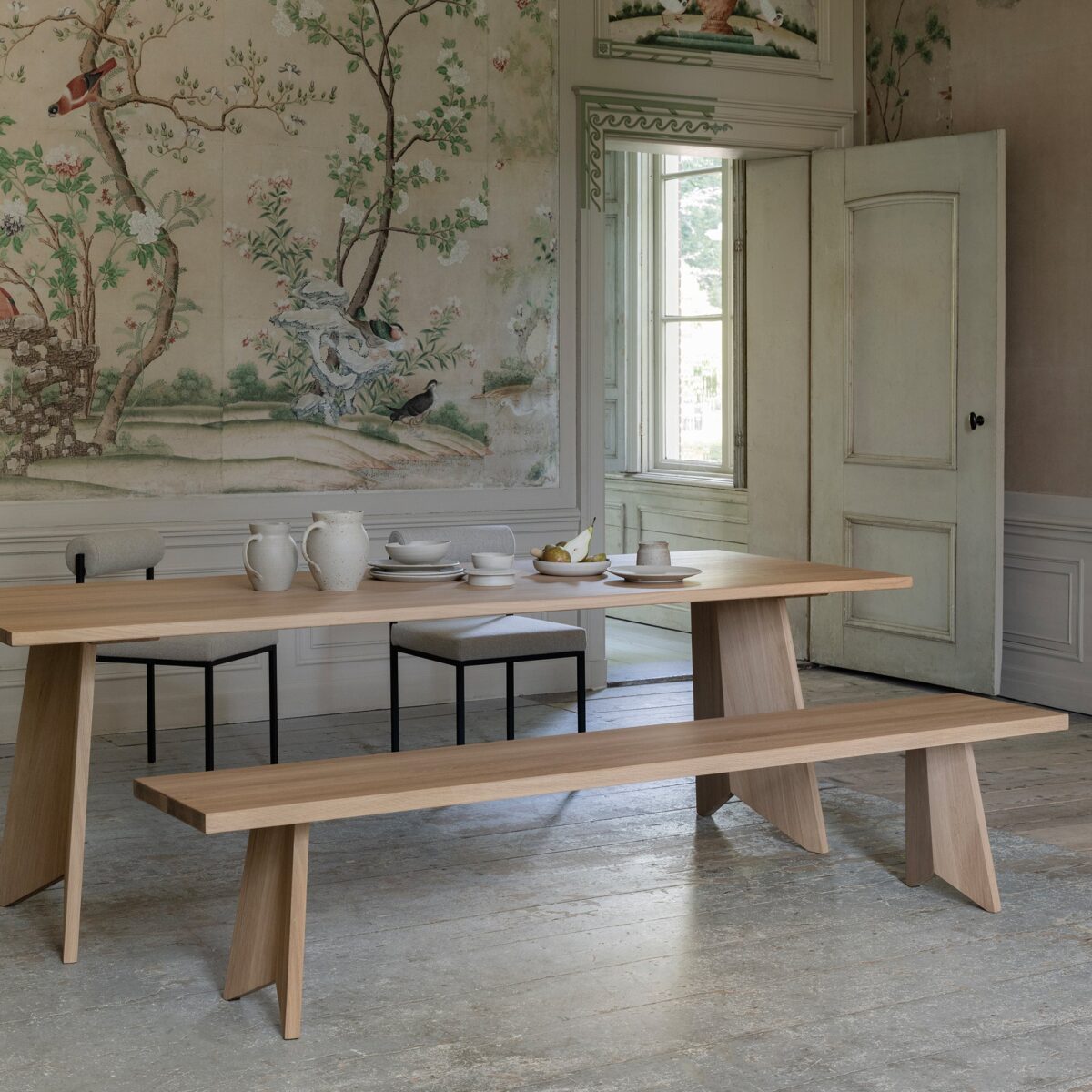 Studio HENK Butterfly Wood eetkamerbank Eiken gerookte beits 180cm - Afbeelding 4