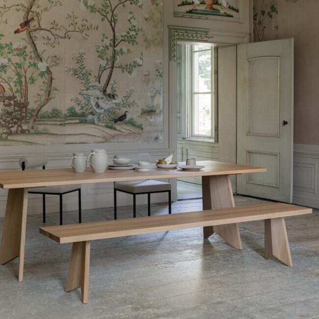 Studio HENK Butterfly Wood eetkamerbank Eiken gerookte beits 180cm