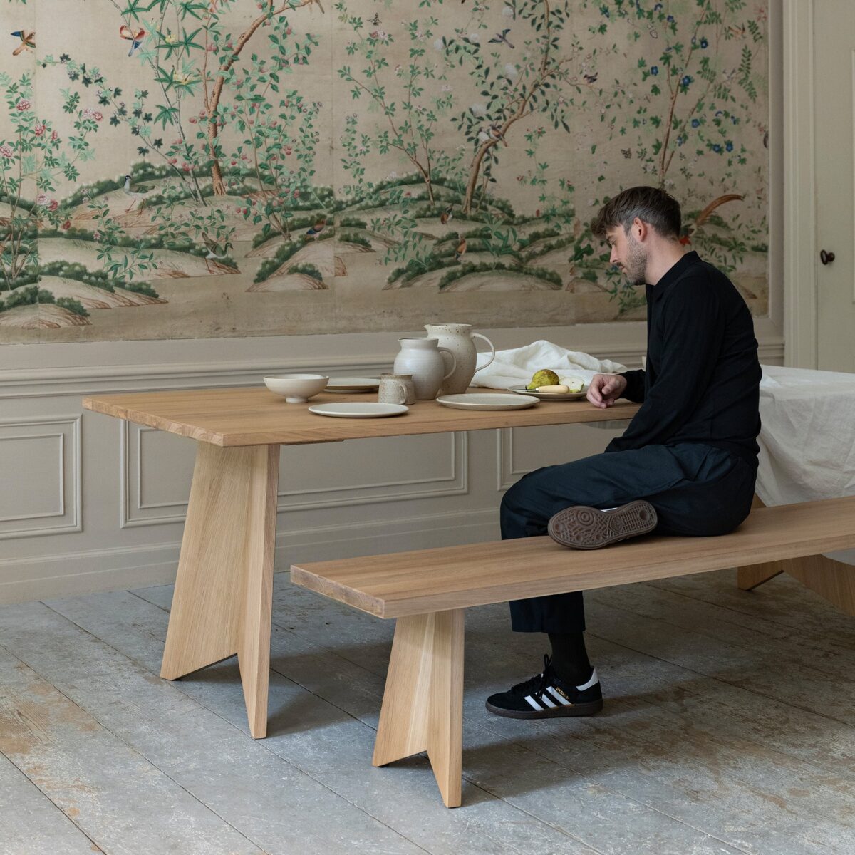 Studio HENK Butterfly Wood eetkamerbank Eiken gerookte beits 180cm - Afbeelding 5