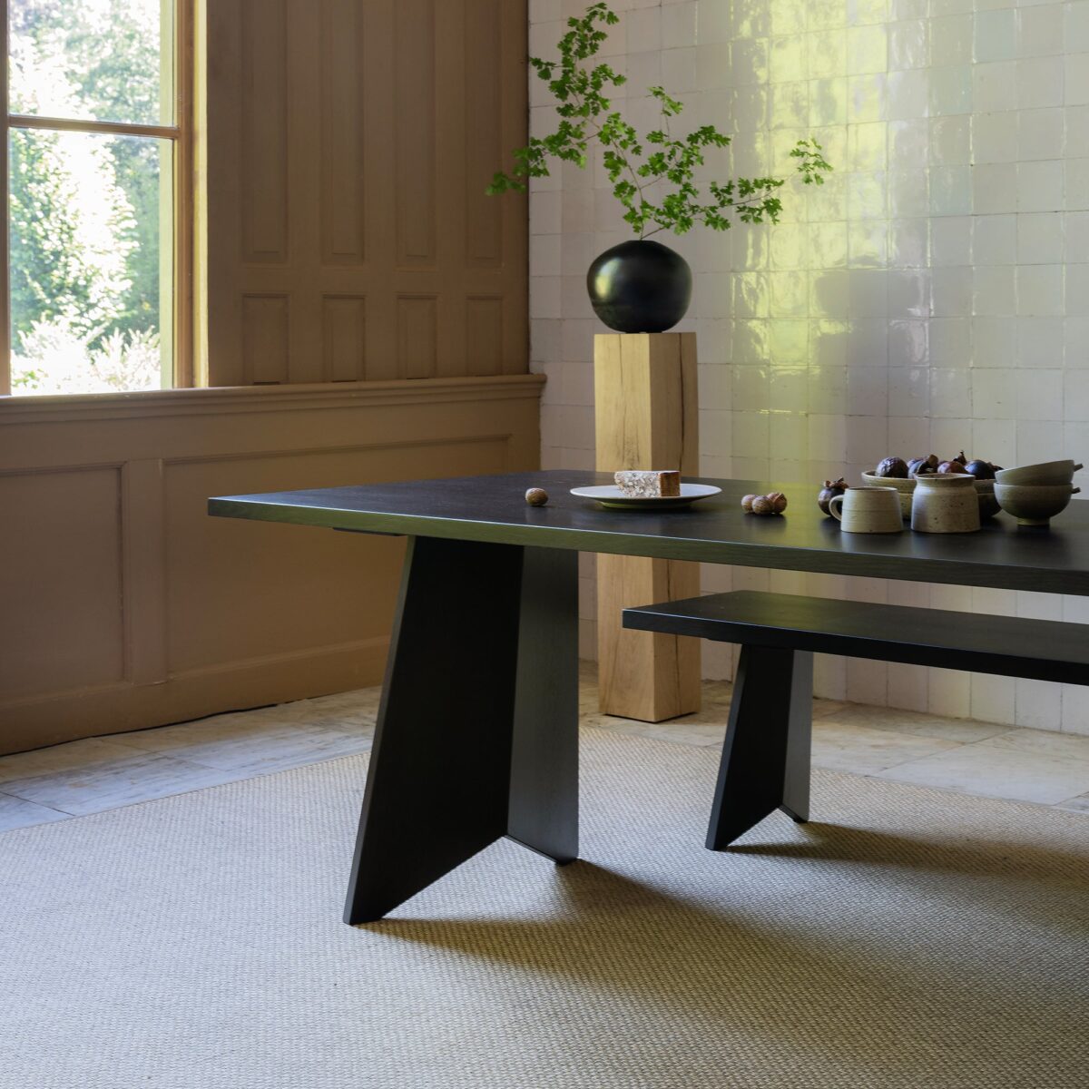 Studio HENK Butterfly Wood eetkamerbank Eiken gerookte beits 180cm - Afbeelding 2