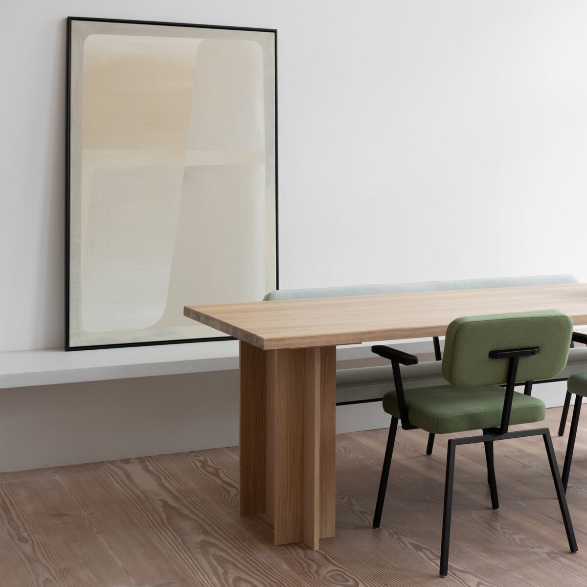 Studio HENK Column eetkamerbank Eiken zwarte beits 180cm verjongd - Afbeelding 6