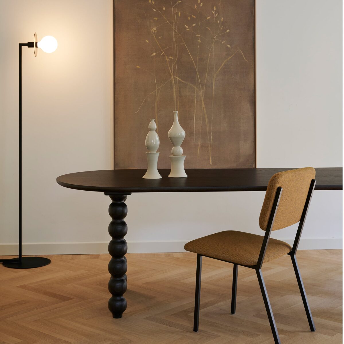 Studio HENK Turn eetkamerbank Eiken zwarte beits 180cm - Afbeelding 3