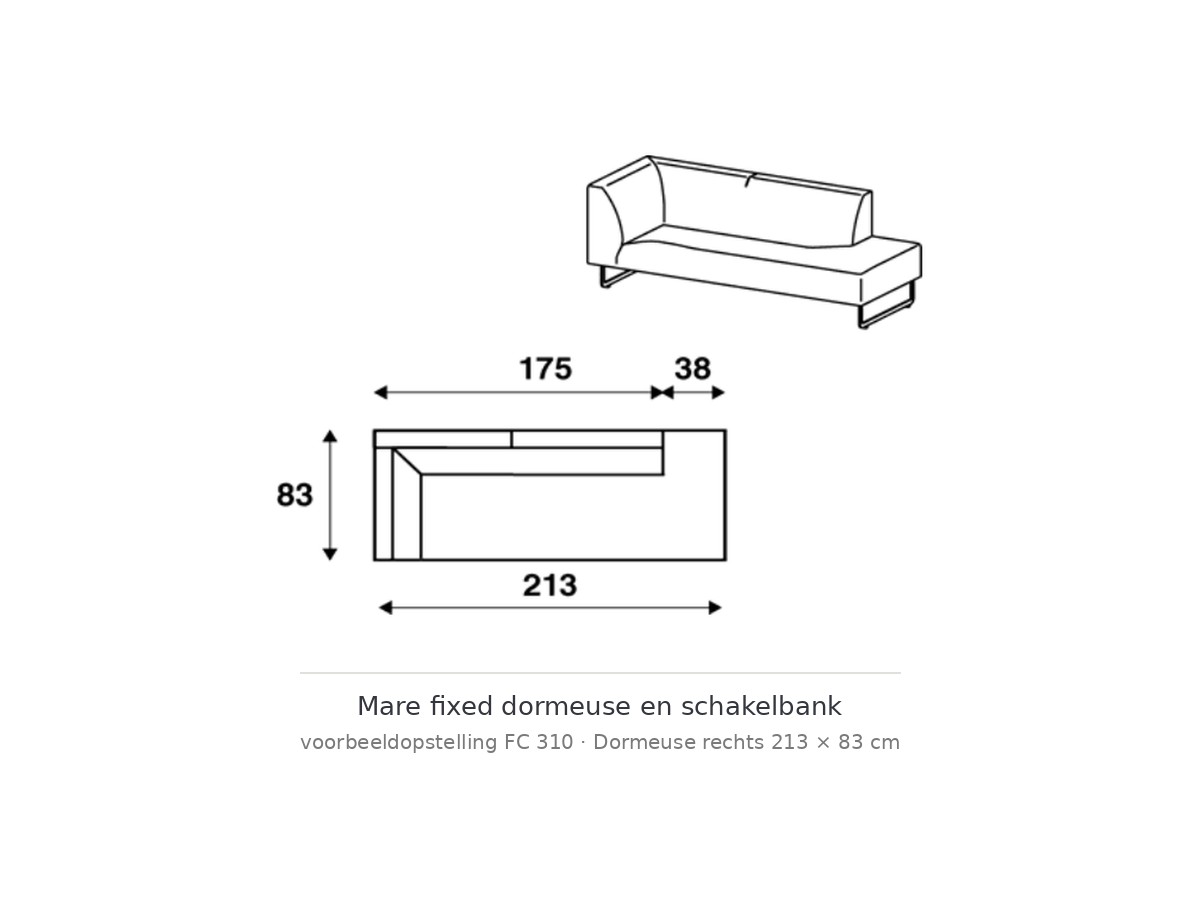 Artifort mare fixed dormeuse schakelbank – packshot