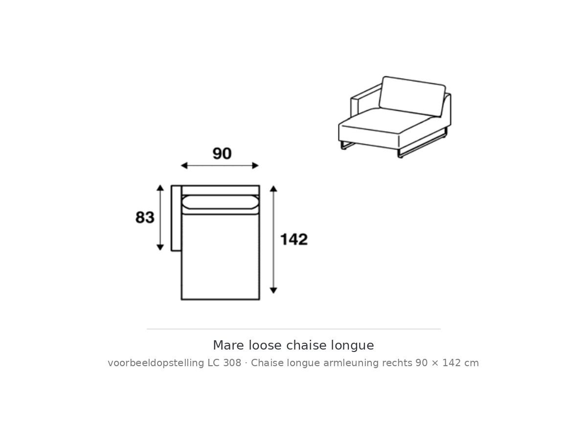 Artifort mare loose chaise longue – packshot
