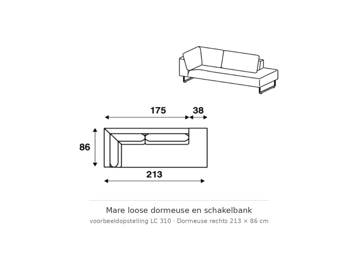 Artifort mare loose dormeuse schakelbank – packshot