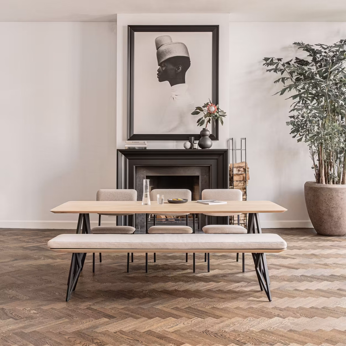 Studio HENK Butterfly eettafel rond eiken gerookte beits - Afbeelding 4