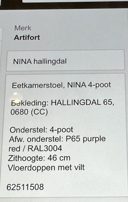 Artifort Nina eetkamerstoel, set van 4– showroommodel