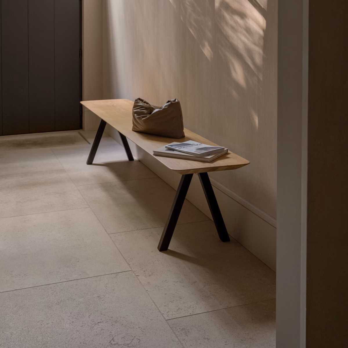 Studio HENK Slim X-type eetkamerbank Eiken hardwax olie natural light 200cm - Afbeelding 3