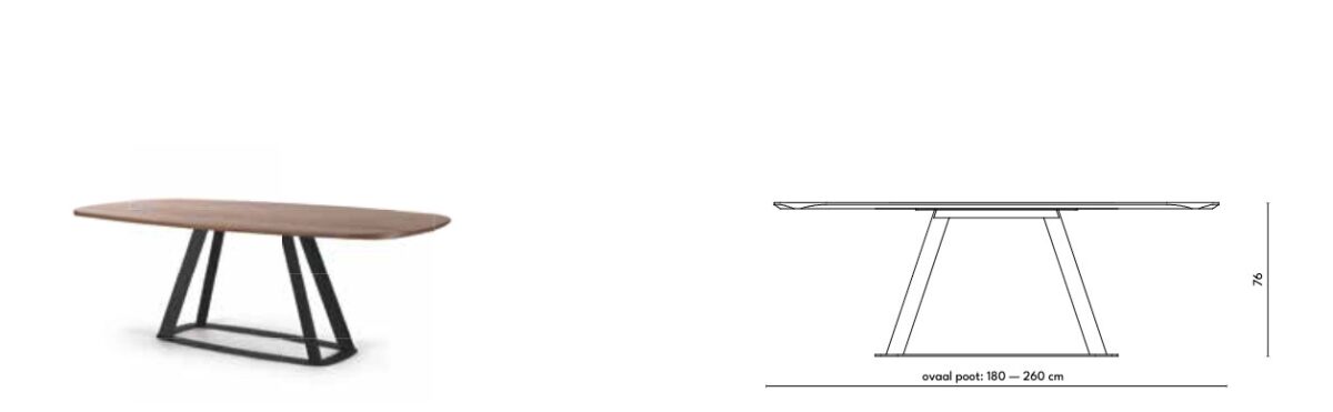 Harvink Fier Deens ovaal tafel – maatvoering
