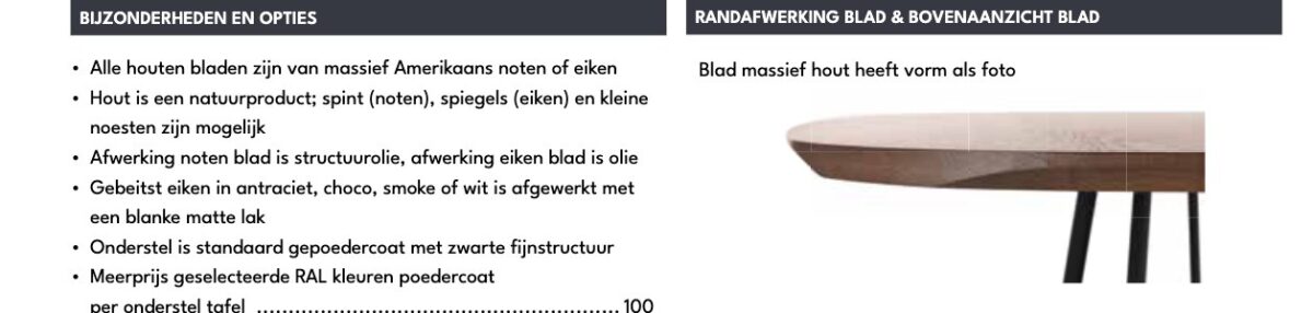 Harvink Fier Deens ovaal tafel – maattekeningen