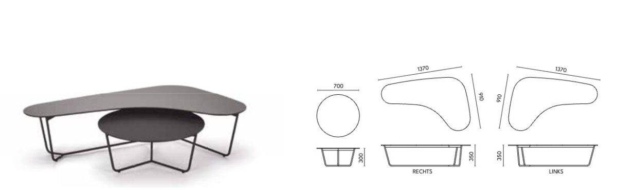 Harvink Duo salontafel – maatvoering