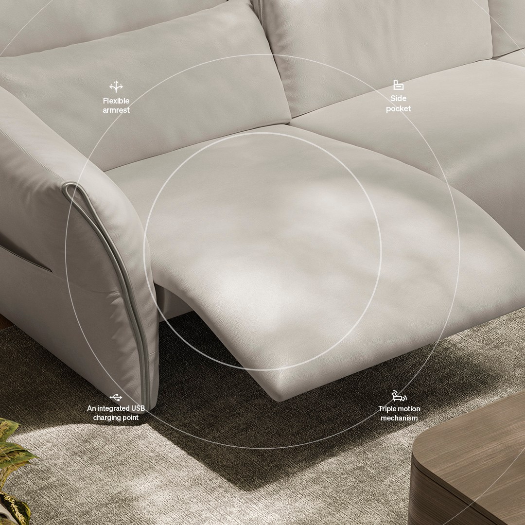 Natuzzi Italia Wellbe bank met relaxfunctie