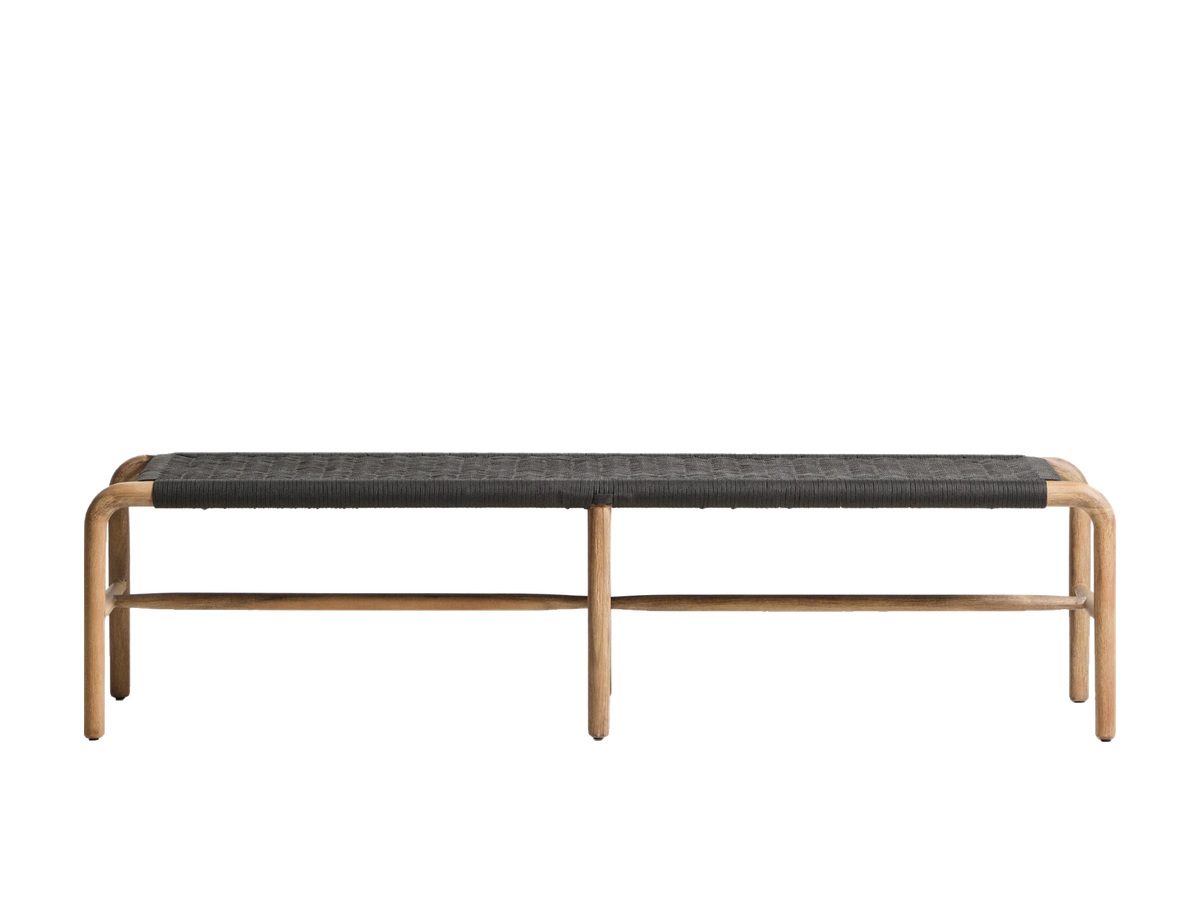 Kave Home Alipa bank van massief acaciahout en donkergrijs touw 180 cm FSC 100%