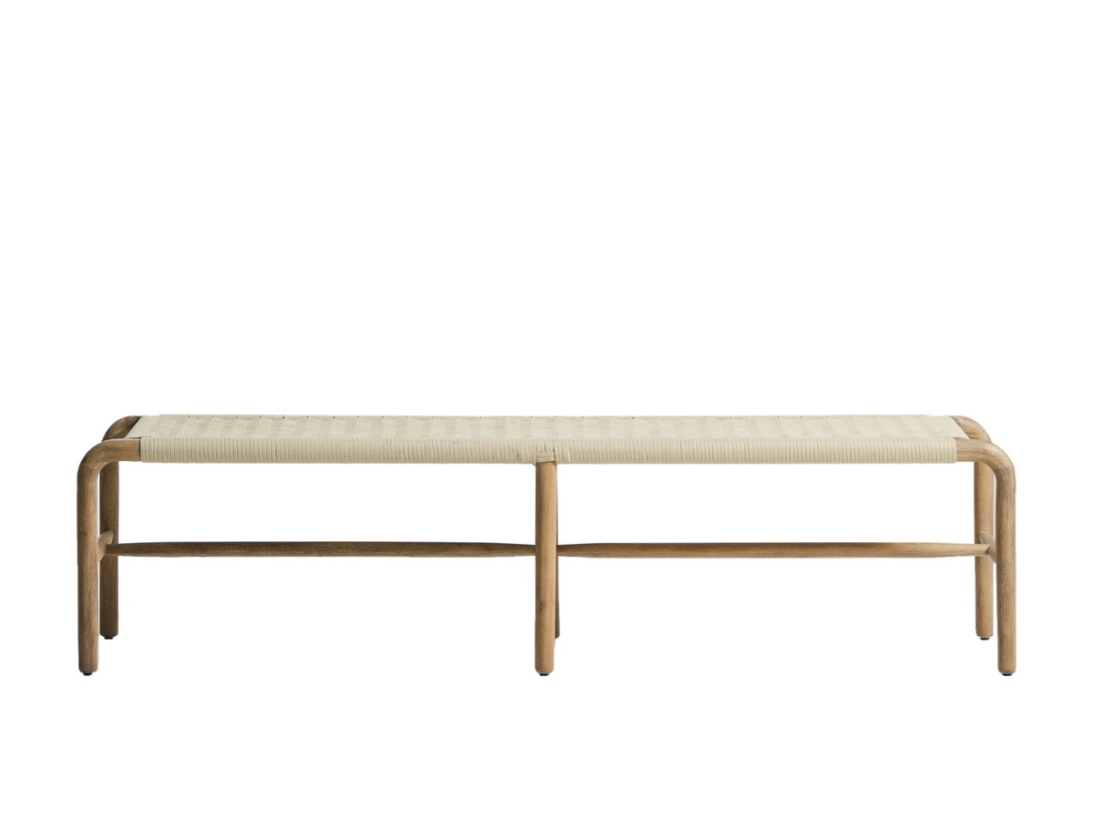 Kave Home Alipa bank van massief acaciahout en ecru touw 180 cm FSC 100%