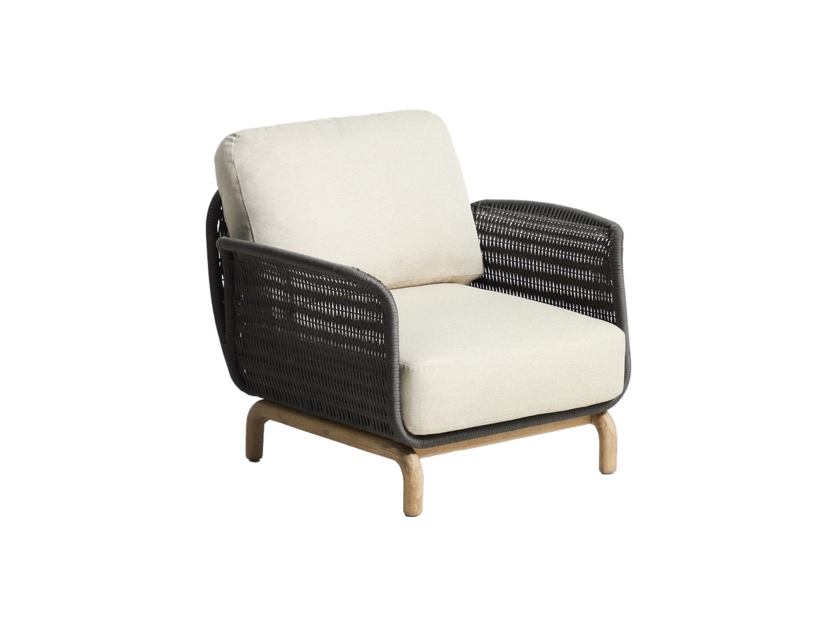 Kave Home Alipa fauteuil van massief acaciahout en donkergrijs touw FSC 100%