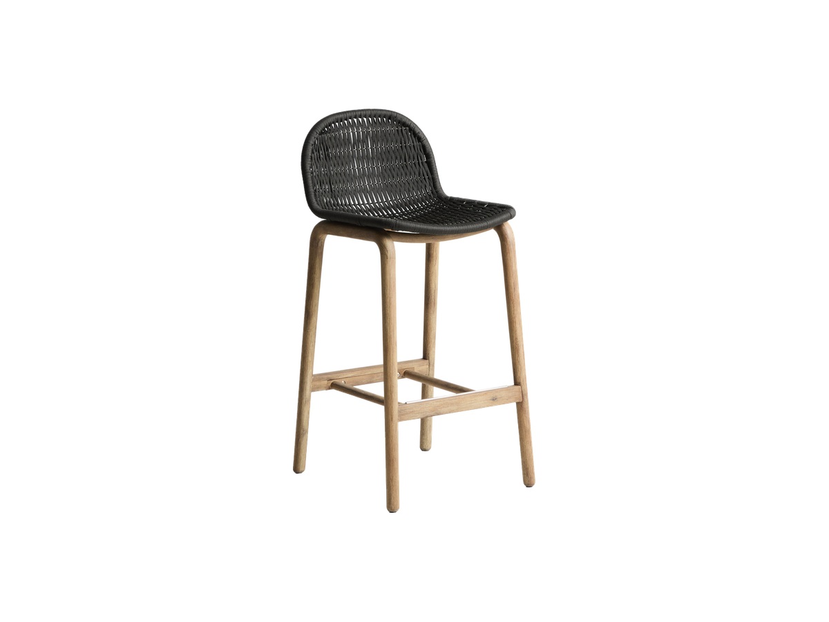 Kave Home Alipa kruk van massief acaciahout en donkergrijs touw 75 cm FSC 100%
