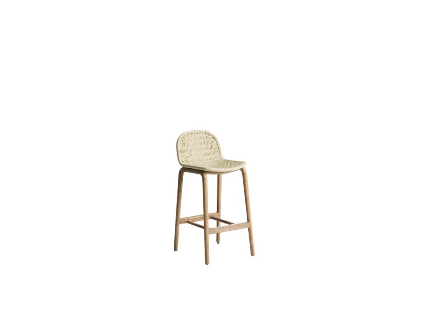 Kave Home Alipa kruk van massief acaciahout en ecru touw 75 cm FSC 100%