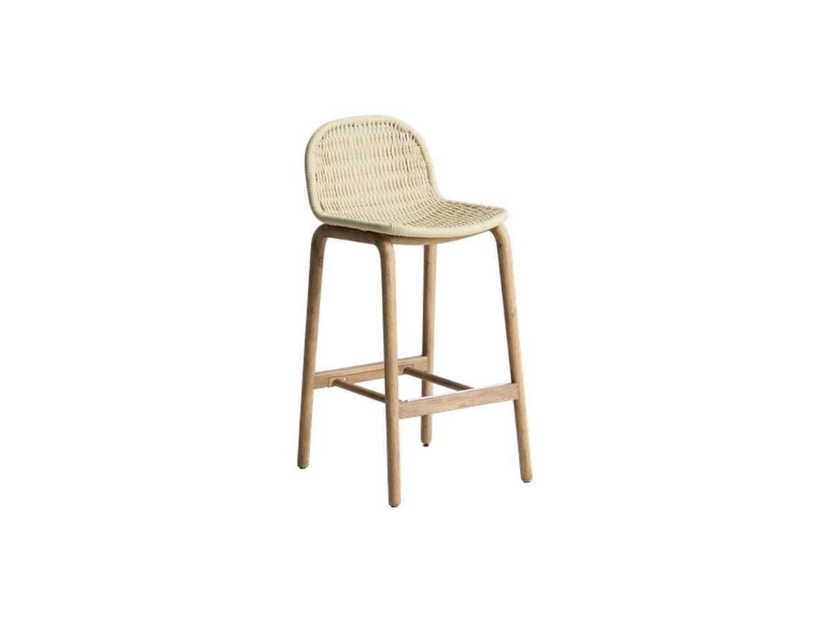 Kave Home Alipa kruk van massief acaciahout en ecru touw 75 cm FSC 100%